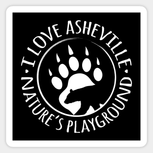 I Love Asheville, NC - Black Bear Paw - WO BBG 15 Sticker